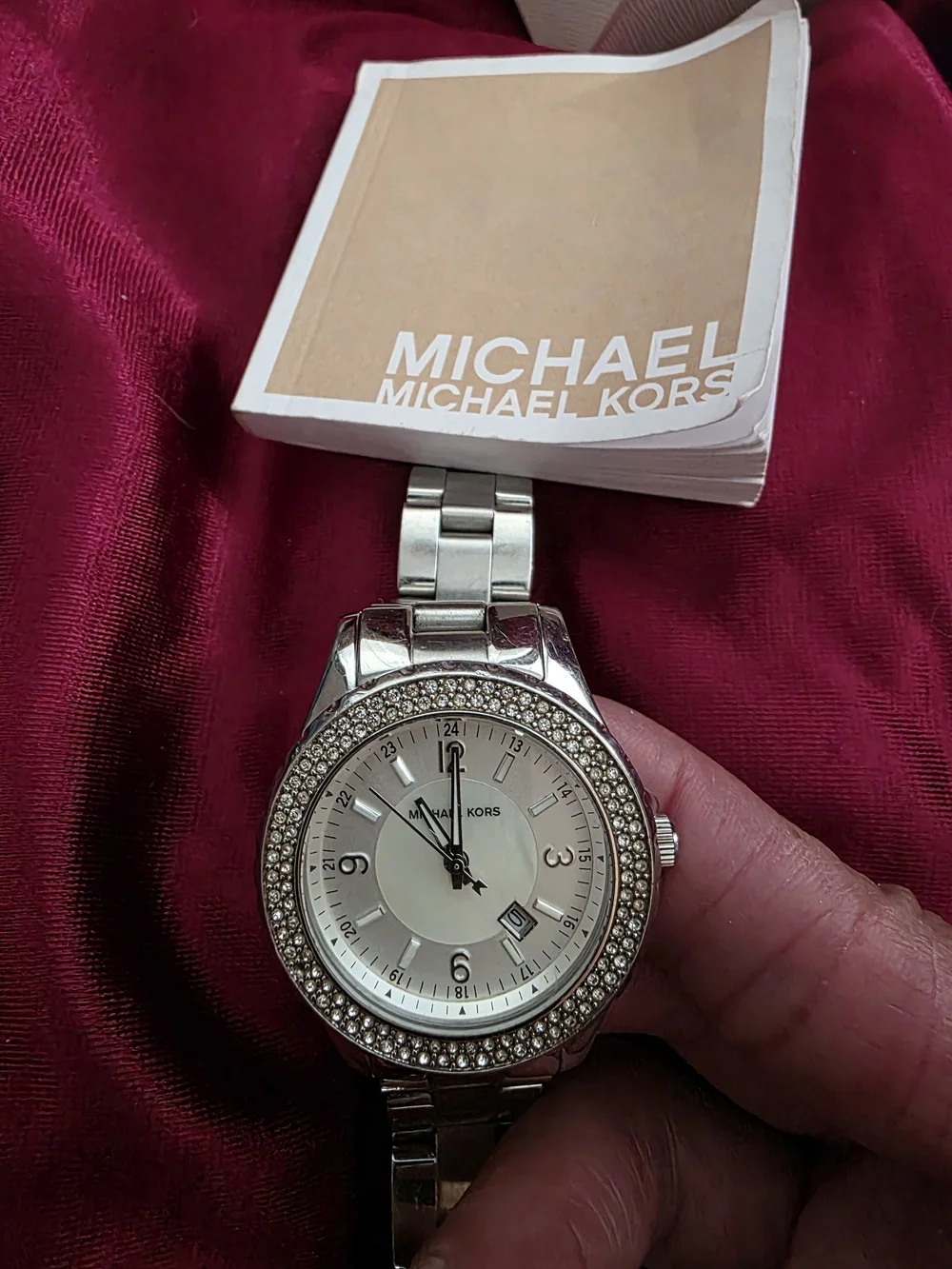 Michael Kors Silver Crystal-Trim Stainless Steel Women's Watch